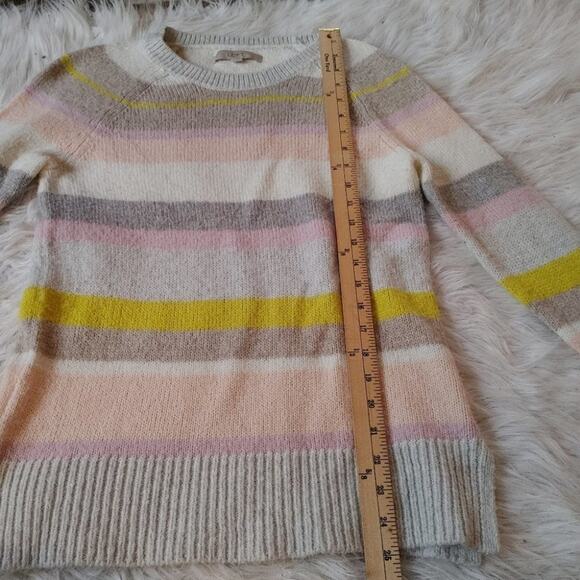LOFT Light Striped Stripes Size Medium M Sweater Crew Neck Pastel Light Color - Picture 3 of 8
